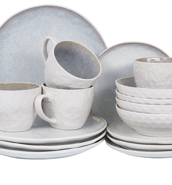 "16-piece tableware set SESAME  Stoneware Light Gray"