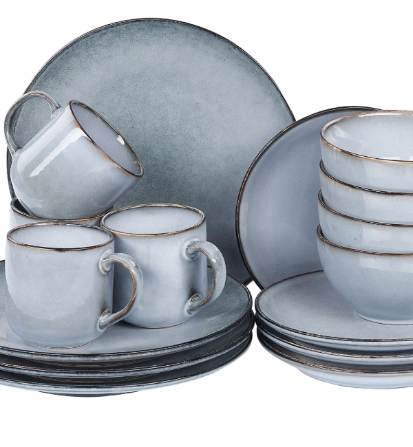 "16-piece tableware set JUNIPER  Stoneware Light Blue"
