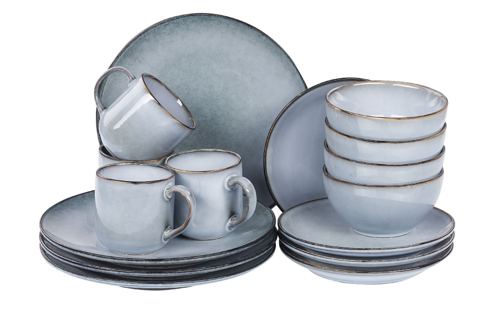 "16-piece tableware set JUNIPER  Stoneware Light Blue"