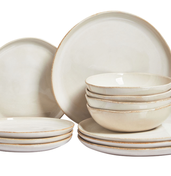 "12-piece tableware set HOPS  Stoneware Light Beige"