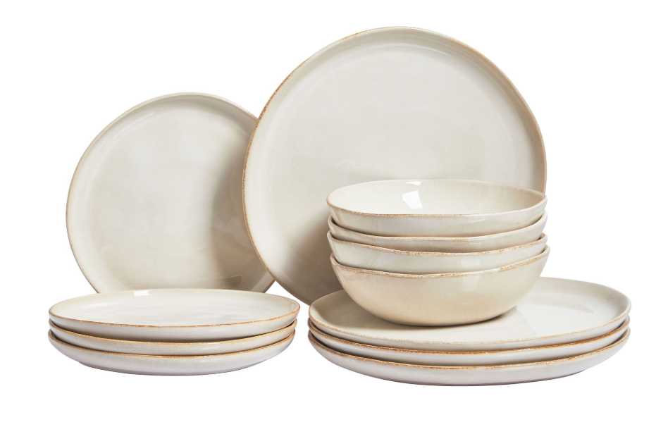 "12-piece tableware set HOPS  Stoneware Light Beige"