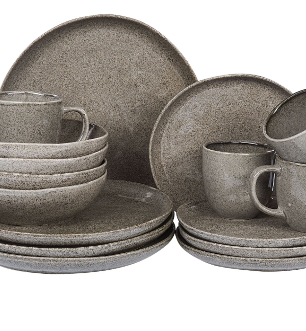 "16-piece dinnerware set  COSTMARY Stoneware Gray"