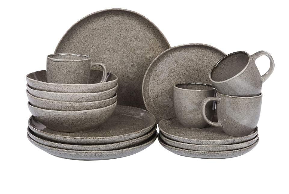 "16-piece dinnerware set  COSTMARY Stoneware Gray"