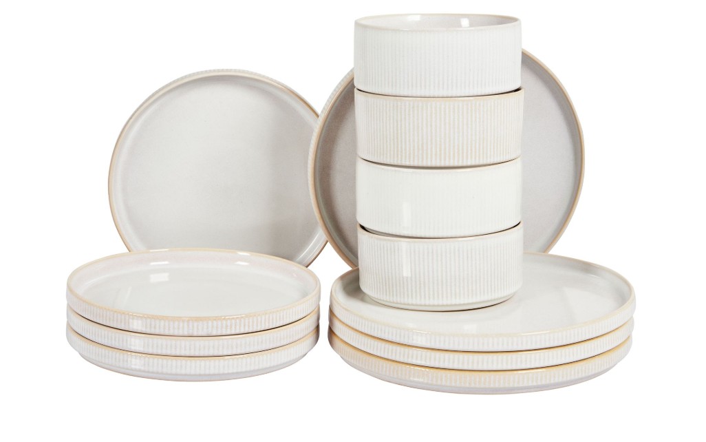 "12-piece dinnerware set SPIKENARD  Stoneware Off-white"