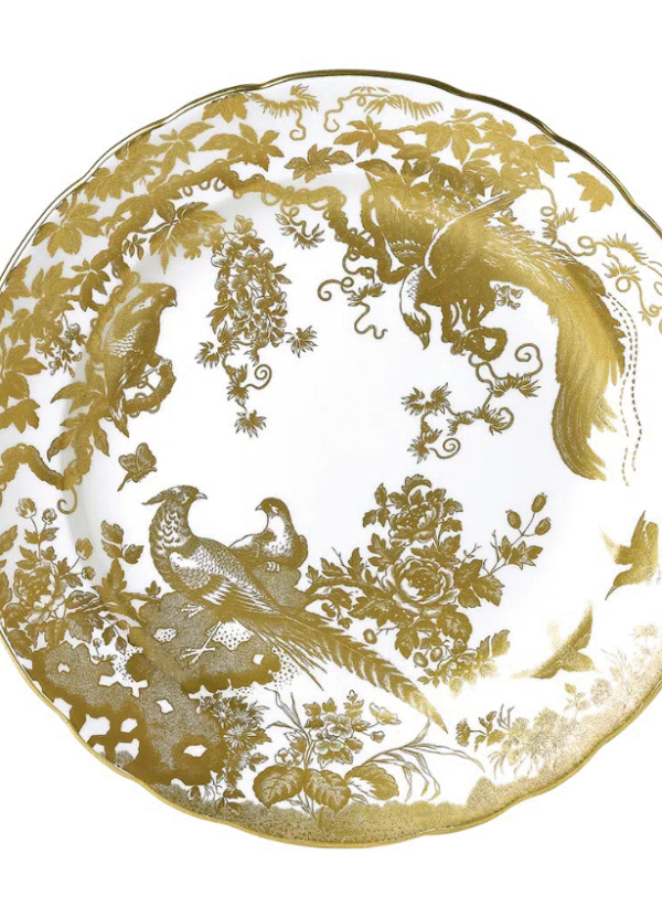 "Plate  Aves Gold, porcelain,  22 karat gold 8200BC300"