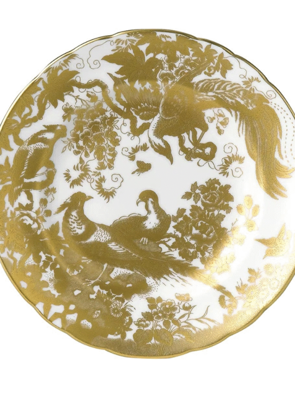"Plate  Aves Gold,  porcelain, 22K gold 8200BC301"