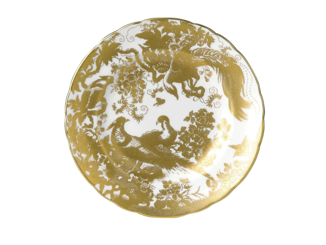 "Plate  Aves Gold,  porcelain, 22K gold 8200BC301"
