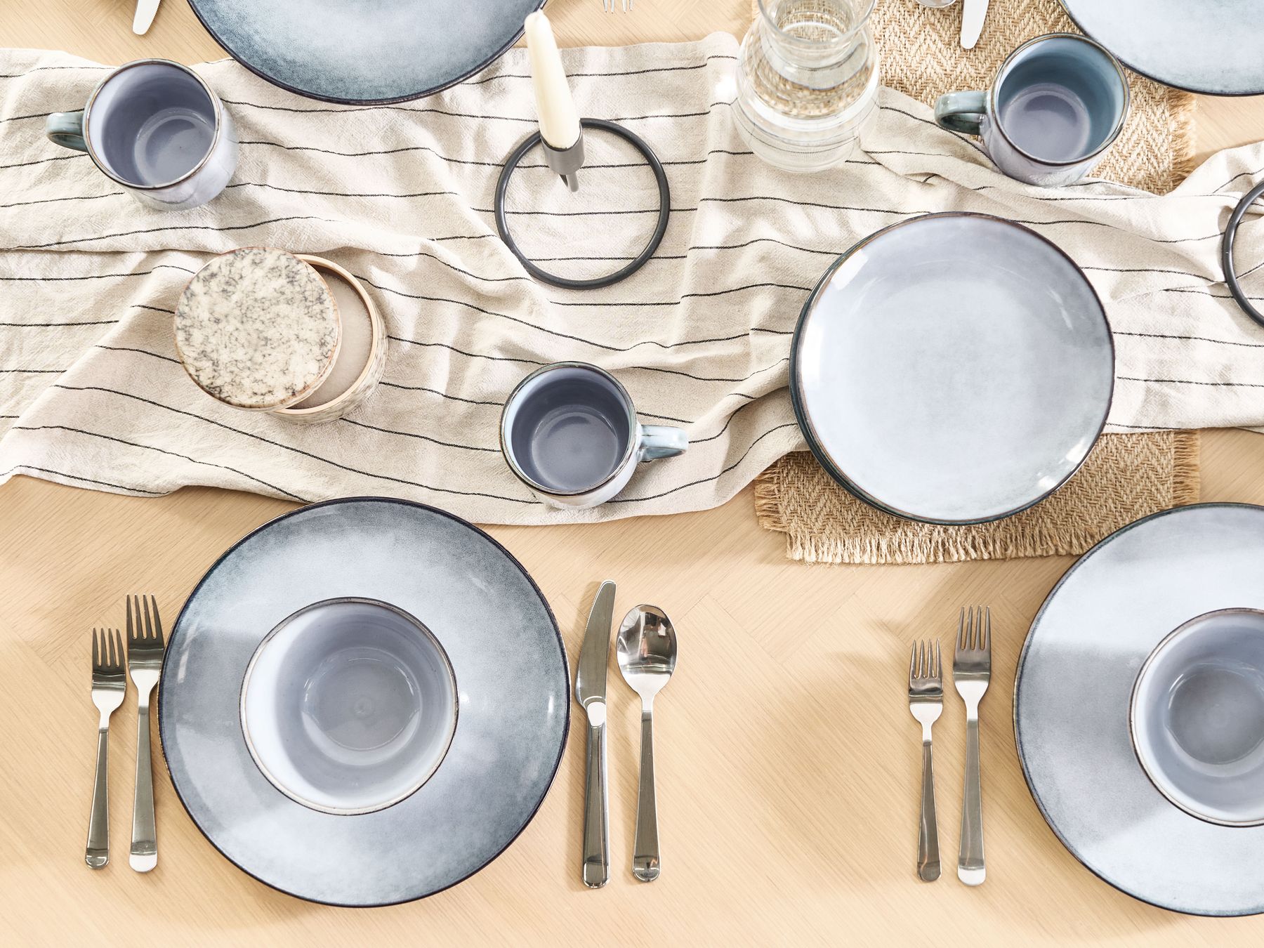 "16-piece tableware set JUNIPER  Stoneware Light Blue" - Image 2