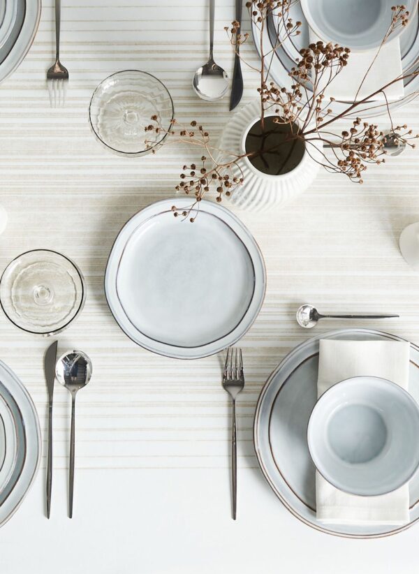 "12-Piece Dinnerware Set CHIVES  Stoneware Light Gray" - Image 4