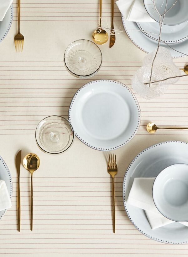 "12-piece dinnerware set CHERVIL  Stoneware Light Blue" - Image 4