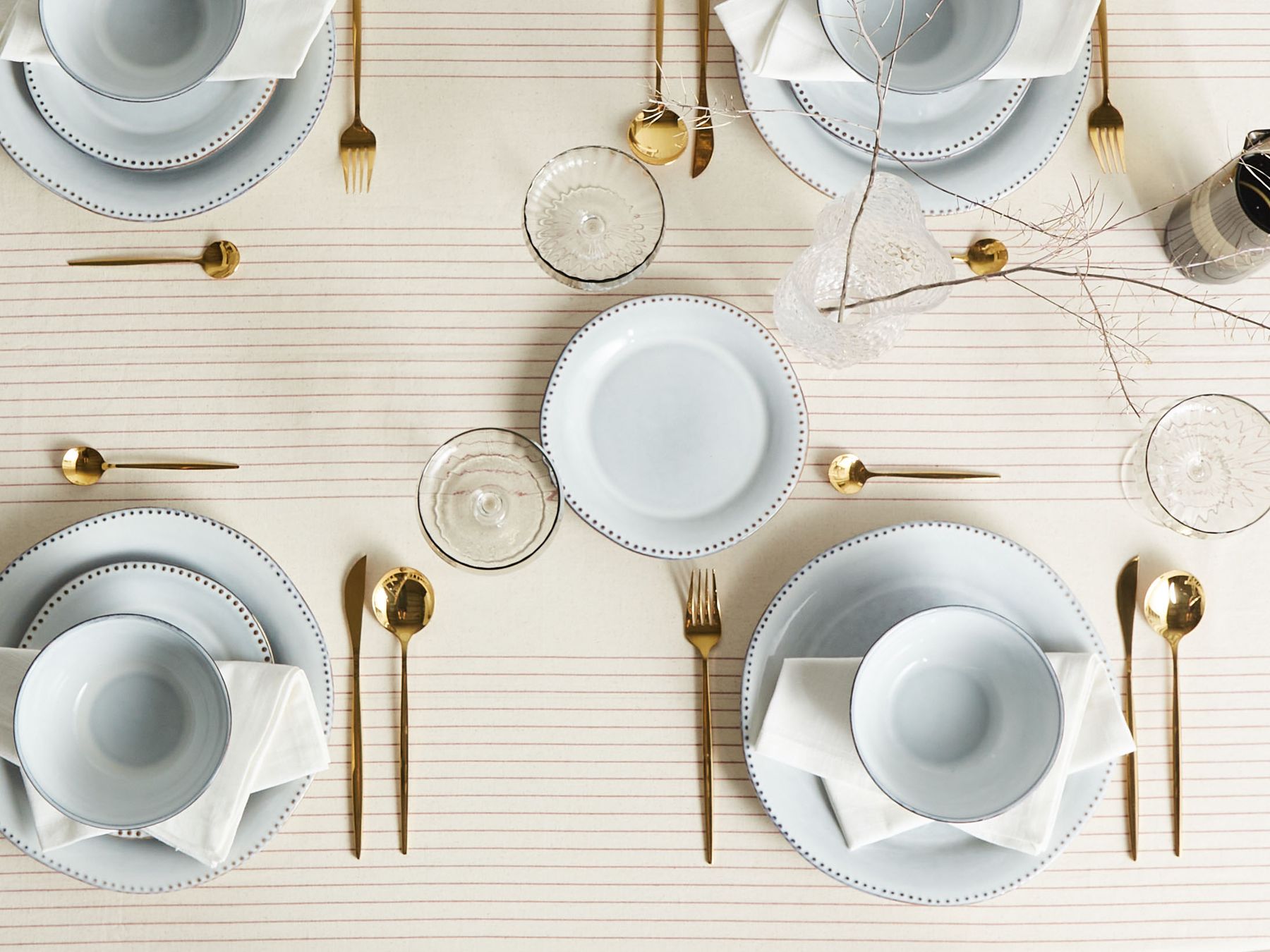 "12-piece dinnerware set CHERVIL Stoneware Light Blue" - Image 4