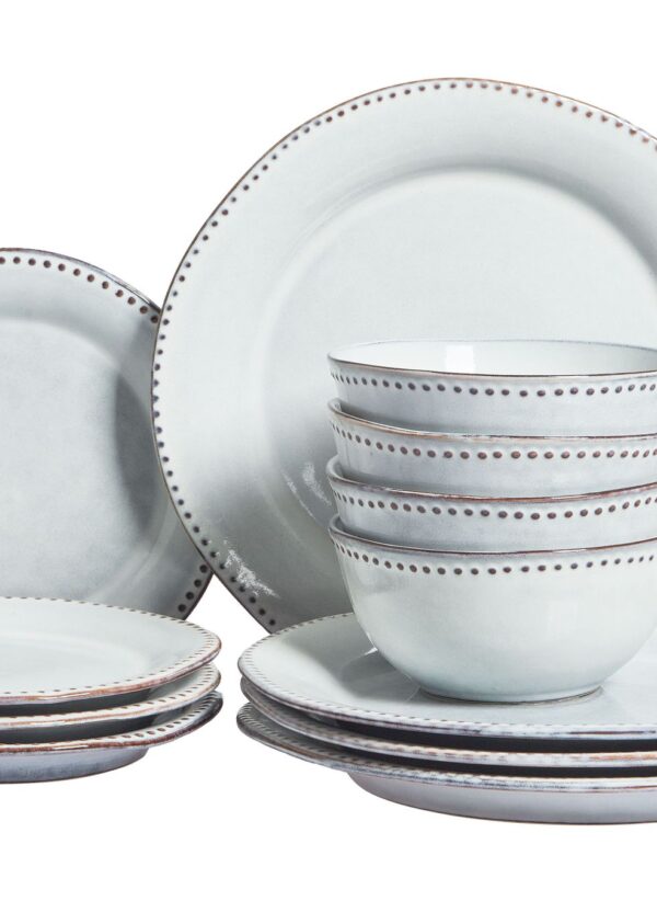 "12-Piece Dinnerware Set CHIVES  Stoneware Light Gray"