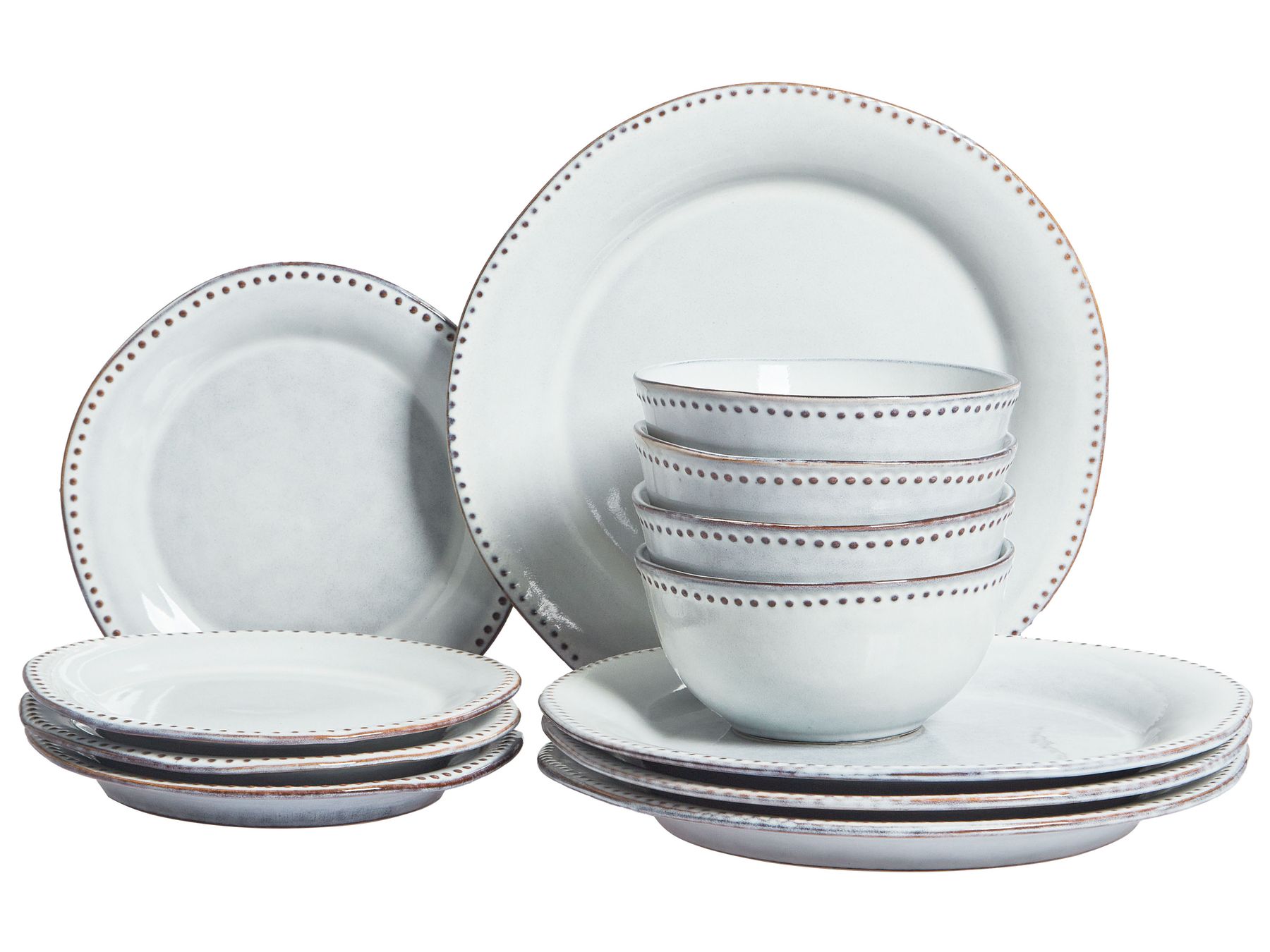 "12-Piece Dinnerware Set CHIVES  Stoneware Light Gray"