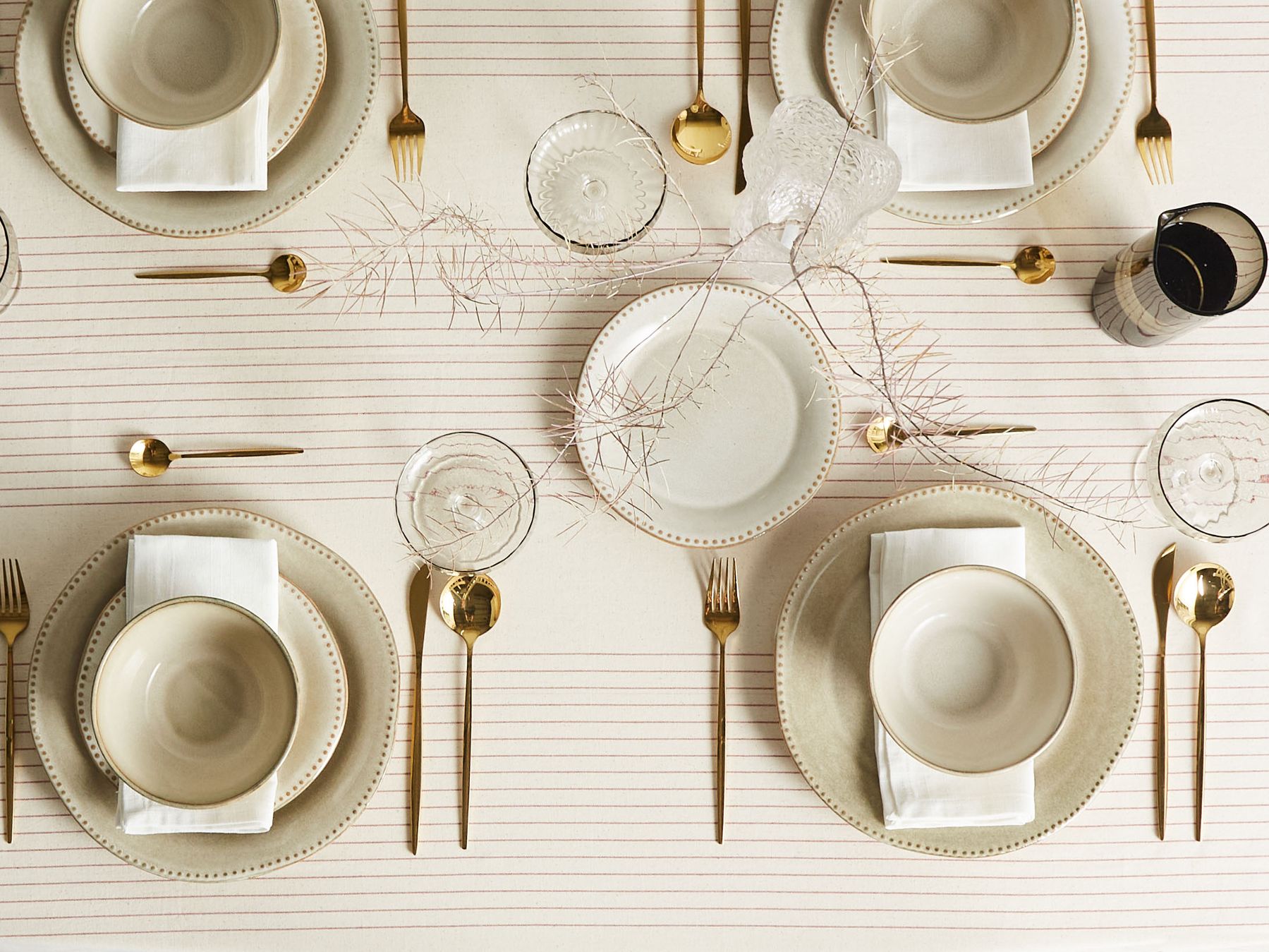 "12-piece tableware set CHERVIL  Stoneware Light Beige" - Image 4