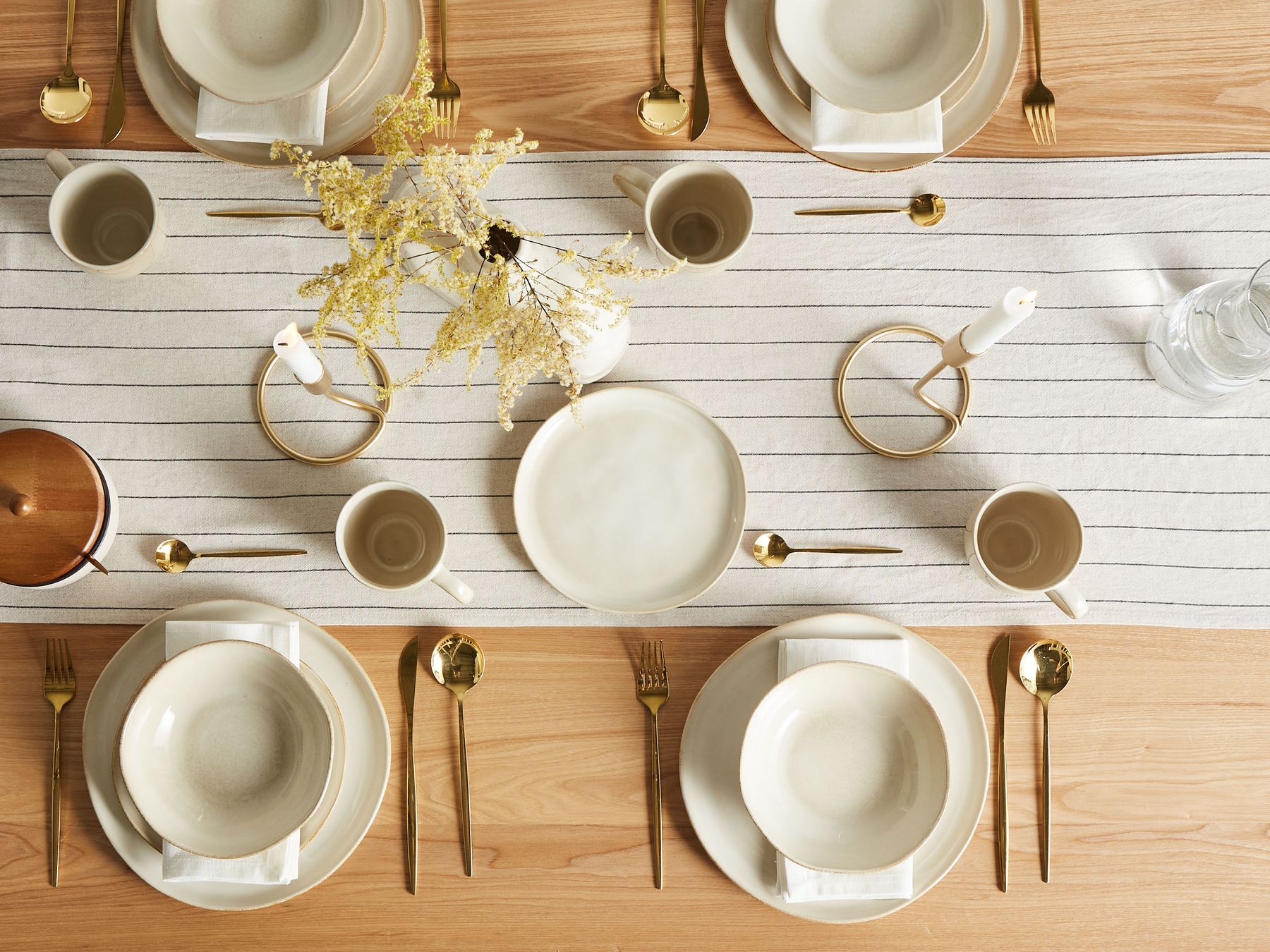 "12-piece tableware set HOPS  Stoneware Light Beige" - Image 4