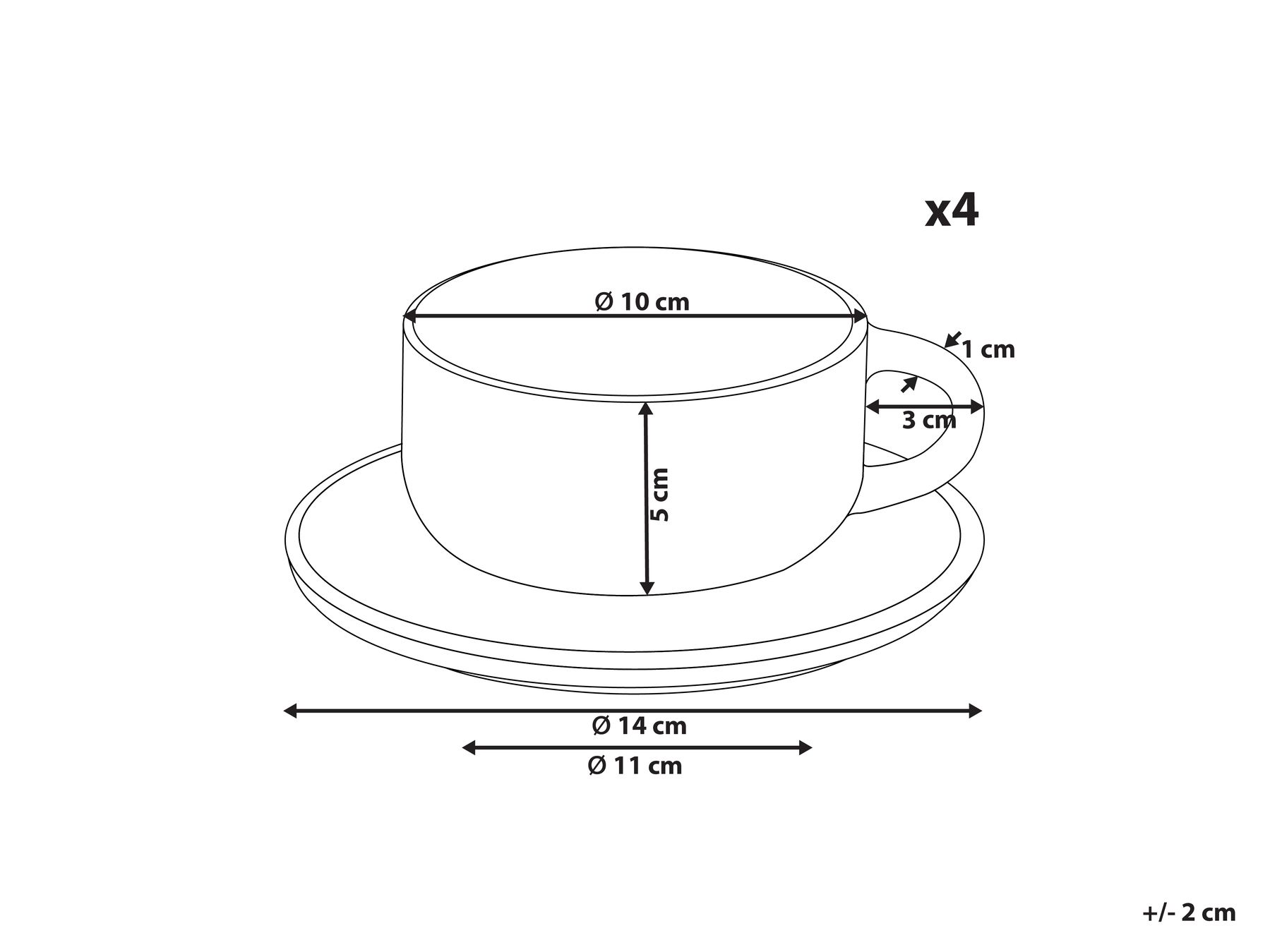 Set of 4 cups with saucers JUNIPER Stoneware Light Blue - Image 2