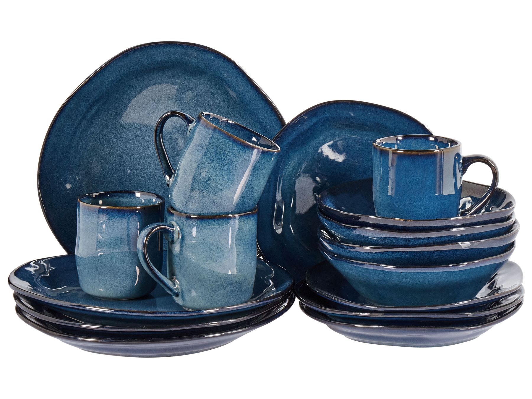 HAWTHORN 16-Piece Stoneware Dinnerware Set – Blue