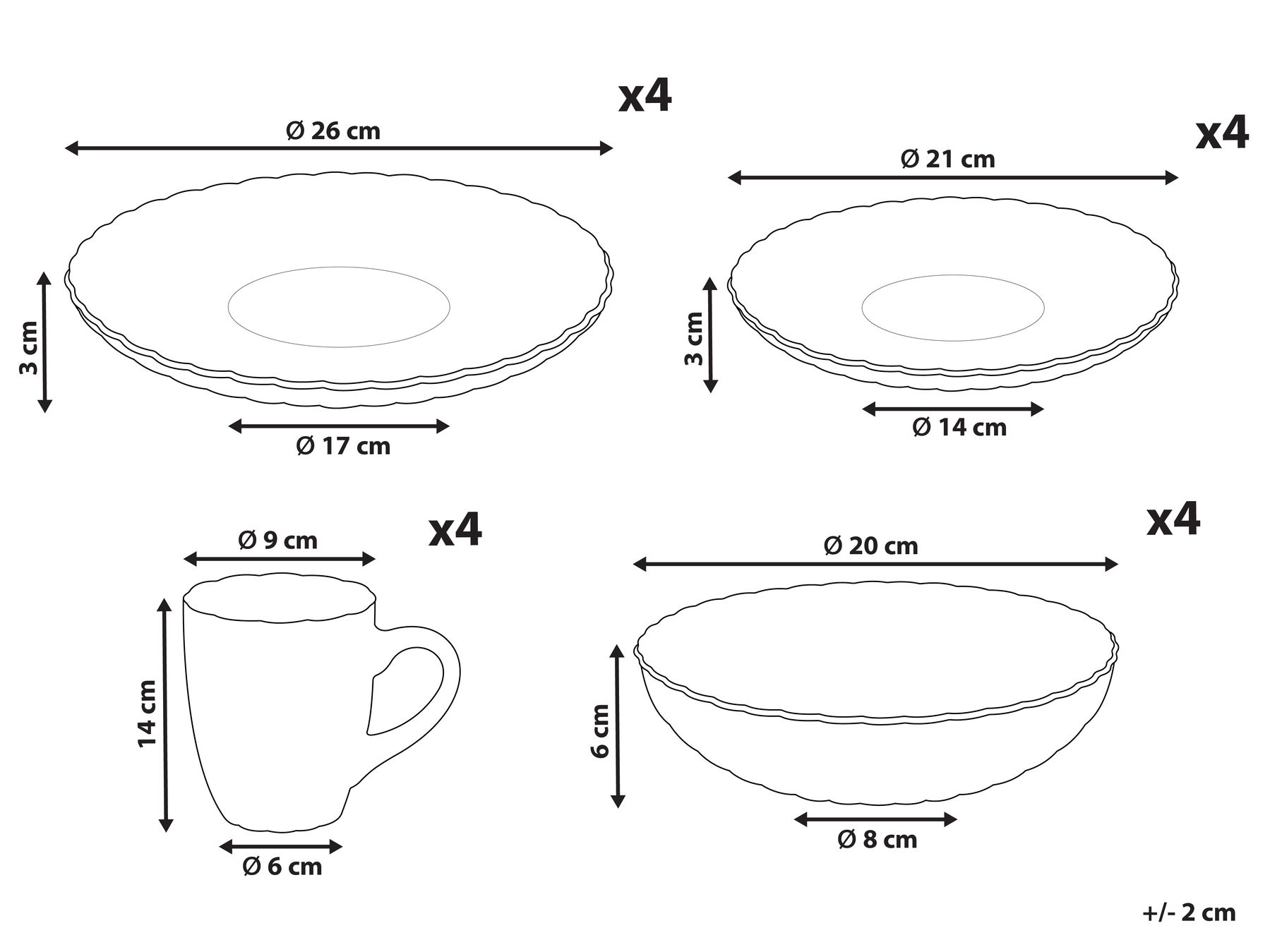 "16-delige serviesset NETTLE  Steengoed Gebroken wit" - Image 3
