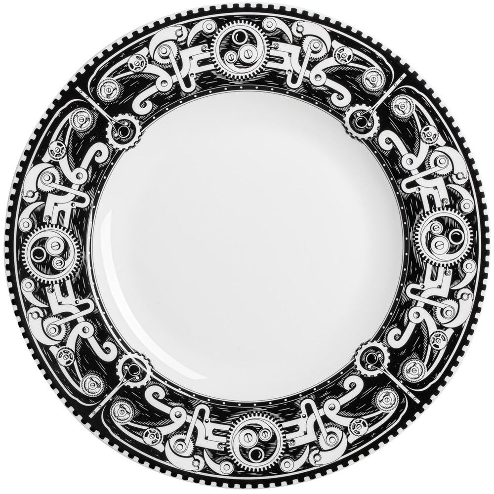 "Plate Steampunk Black,  bone china 8113BC102"
